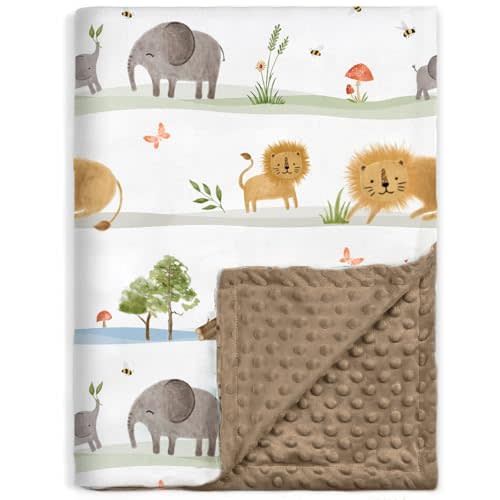BORITAR Baby Blanket for Boys Girls, Soft Plush Minky Fabric with Double Layer Dotted Backing, Lovely Woodland Animal Pattern for Infant Toddler Newborn, 30 x 40 Inch