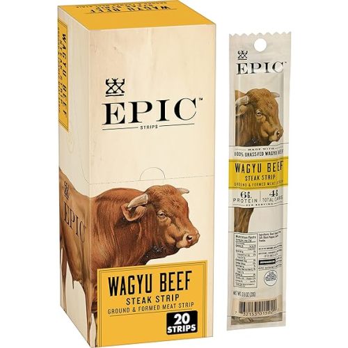 EPIC Wagyu Beef Steak Strips, Grass-Fed, Paleo Friendly, 20 ct, 0.8 oz Strips