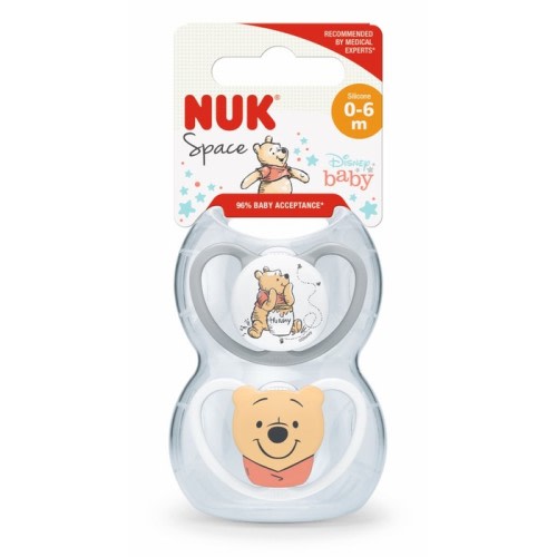 Nuk Soother Pacifier Space Winnie The Pooh Size 1 - 2Pack | Dummies | Baby Bunting AU