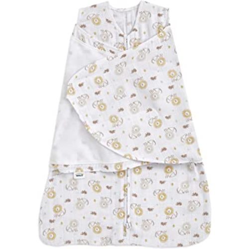 HALO 100% Cotton Muslin Sleepsack Swaddle, 3-Way Adjustable Wearable Blanket, TOG 1.5, Lions, Newborn, 0-3 Months