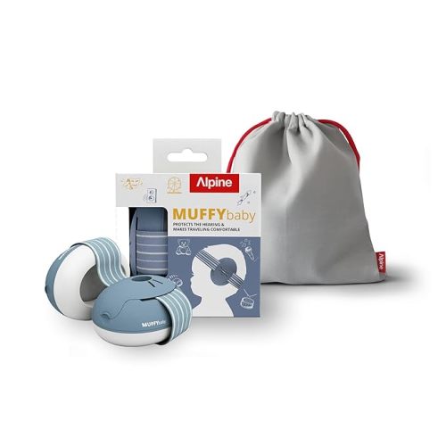 Alpine Muffy Baby Ear Protection for Babies and Toddlers up to 36 Months - CE & ANSI Certified - Noise Reduction Earmuffs - Comfortable Baby Headphones Against Hearing Damage & Improves Sleep - Denim