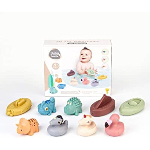 Baby Bath Toys 9 Pack Bath Squirt Toys Silicone Ocean Animals Bathtub Float Toy for Water Play Kids Preschool Education Toy Learning Skills for Bathroom