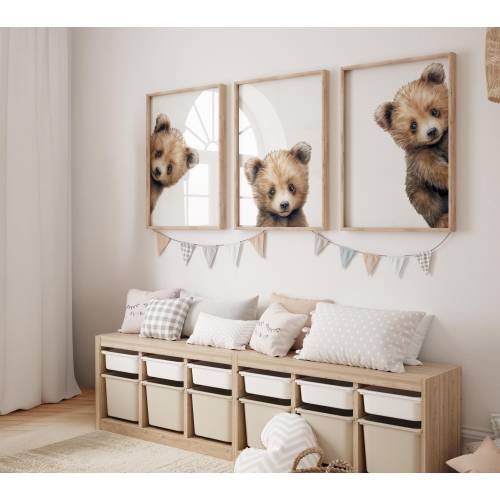 Peeking Bear Nursery Print, Peekaboo Bear Nursery Decor, Neutral Nursery Decor, Baby Bear Nursery Wall Art, Woodland Nursery Digital Prints