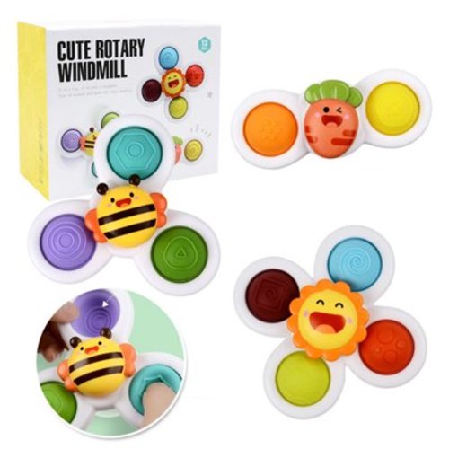 kitwin 3Pcs Suction Cup Spinner Toys For 1 2 Year Old Boys|Spinning Top Baby Toys 12-18 Months|First Birthday Baby Gifts For 1 Year Old Girls|Sensory Toys For Toddlers 1-3