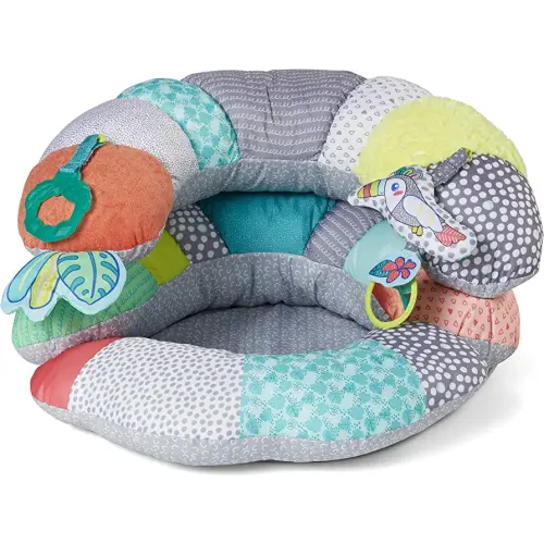 Infantino 2-in-1 Tummy Time & Seated Support - for Newborns and Older Babies, with Detachable Support Pillow and Toys, for Development of Strong Head and Neck Muscles