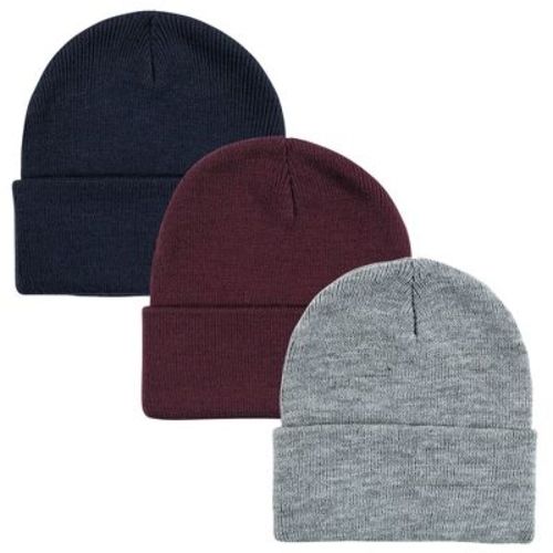 Hudson Baby Family Knit Cuffed Beanie 3pk, Navy Burgundy, Infant Toddler