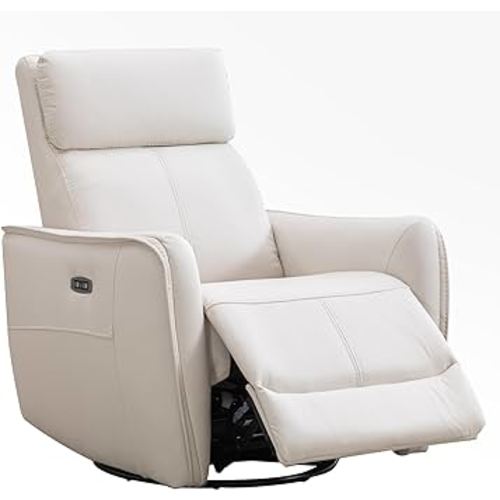 ANJ Power Rocker Recliner Chair with USB Port, Electric 270° Swivel Glider Recliners, Upholstered Leathaire Rocking Reclining Sofa Nursery Recliner for Living Room, Bedroom