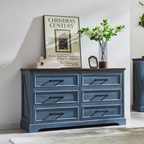 Lark Manor™ Ursula 52"W Farmhouse 6 Wide Drawer Dresser, Bedroom Chest of Drawers With Anti-Tip Design & Reviews | Wayfair