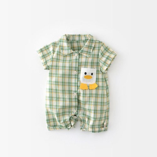 Duck Plaid Cartoon Boys Rompers – August + Willow