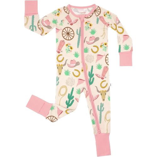 Little Sleepies Pajamas for Baby Boys & Girls, Viscose from Bamboo Baby Pajamas, Snug Sleeper, Toddler PJs, 2-Way Zipper, Pink Ready to Rodeo, 6-12 months