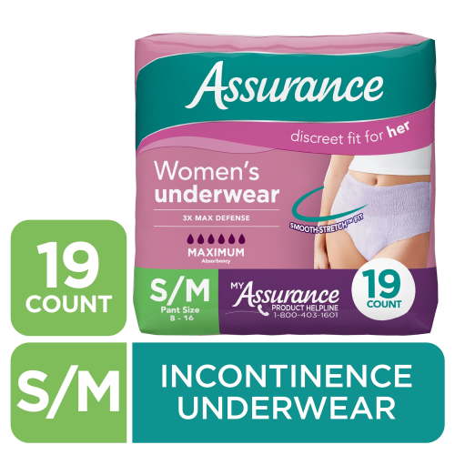 Assurance Women's Incontinence & Postpartum Underwear, S/M , Maximum Absorbency (19 Count) HSA/FSA Eligible