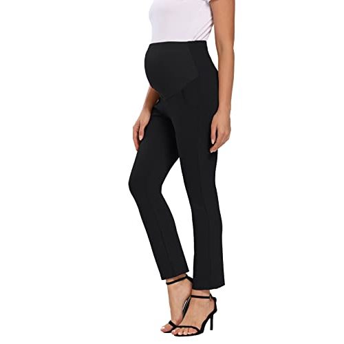 Foucome Women's Maternity Pants for Work Over The Belly Bootcut Dress Pants Stretch Pregnancy Trousers