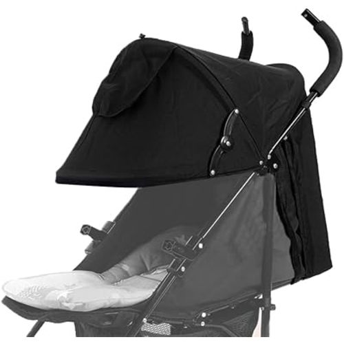 Universal Stroller Sun Shade Cover Stroller Canopy Awning for Pushchair Pram Baby Buggy Parasol Sun Umbrella with Pockets Mesh Window Adjustable Retractable