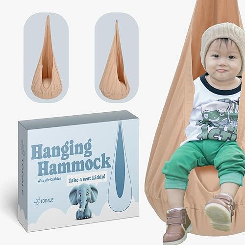 Todale Sensory Inflatable Cushion Swing - Ceiling Hammock Chair for Kids, Toddler, and Adult - Nest Nook Indoor/Outdoor in Cream - Toddler Swing - Hanging Chair - Kids Hammock