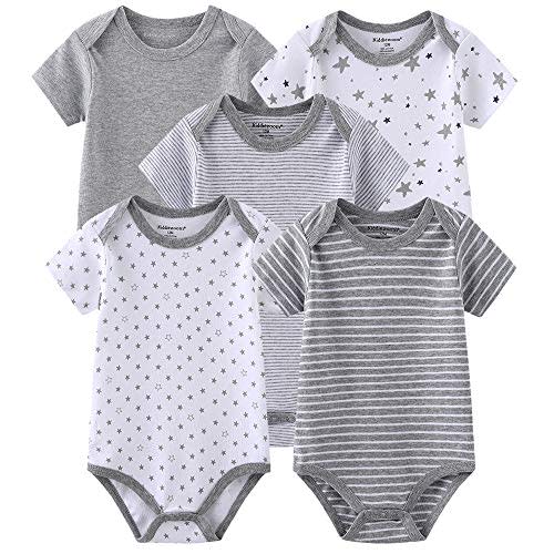 Chamie Newborn Baby Bodysuit 5-Pack Short Sleeve Onesies Baby Clothes for Boys and Girls