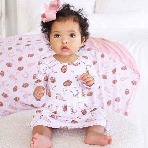 Long Sleeve Twirl Bodysuit | Tiny Touchdowns Pink