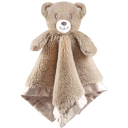 BEILIMU Baby Bear Security Blanket Soft Minky Baby Lovey Animal Plush Blanket Unisex Lovie Gift for Toddler, Boys and Girls, 13.5 Inch (Dark Brown)