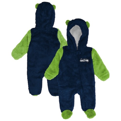 Seattle Seahawks Outerstuff Newborn & Infant Stay Napping Fleece Bunting Full-Zip Sleeper - College Navy