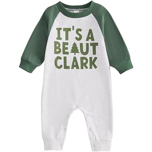 FIOMVA My First Christmas Baby Boy Girl Outfit Infant One Piece Jumpsuit Newborn Christmas Romper Fall Winter Clothes