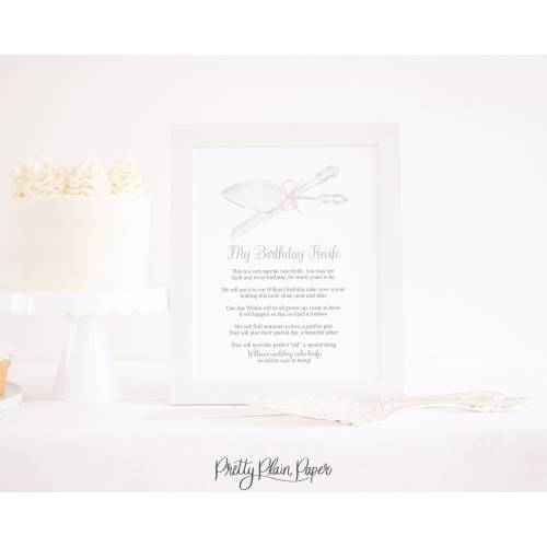 My Special Birthday Cake Knife Poem Sign for 1st Birthday | Watercolor 8&#39;&#39;x10&#39;&#39; Printable |  First Birthday Cake Knife Poem Sign Printable