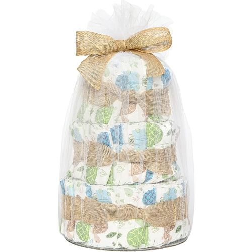 The Honest Company Diaper Cake | Clean Conscious Diapers, Baby Personal Care, Plant-Based Wipes | Turtle Time | Regular, Size 1 (8-14 lbs), 35 Count