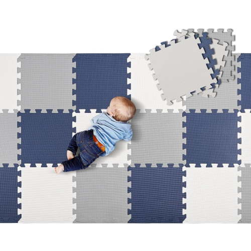 Baby Play Mat, 18 pcs Puzzle EVA Foam Playmat Exercise Crawling Floor Mats 1.62 Sqm Coverage Interlocking Floor Tiles, Assembled Size 71.46" x 31.42"