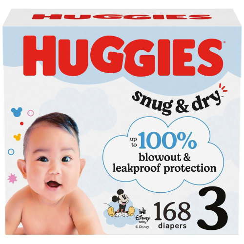HUGGIES Snug & Dry Baby Diapers, Mega Colossal Pack, Sizes 1-8 | 208-80 Count, Sizes 1-8 | 208-80 Count