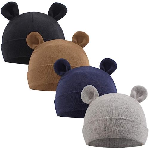 PESAAT Newborn Hospital Hat 0-12Months Preemie Boys Girls Beanie Solid Infant Baby Hats Autumn Winter