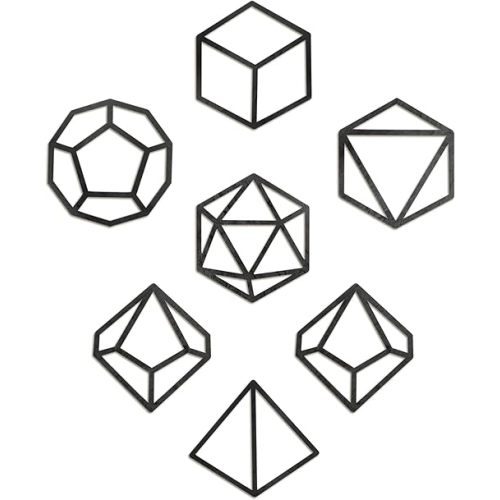 DND Decor - 7 Piece Wooden Dice Outline Wall Decoration - Dungeons & Dragons Artwork / Poster - Geeky Fantasy RPG Home Accessories Gift For Men & Women - D&D / Board Game Canvas Art Usable in any Room