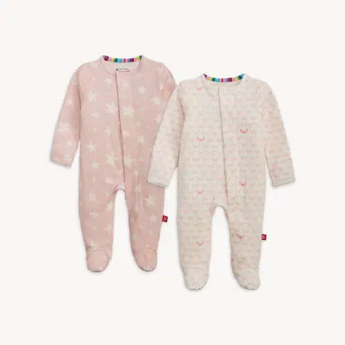 A 100% organic cotton baby essential with magnets that make diaper changes and dressing easy