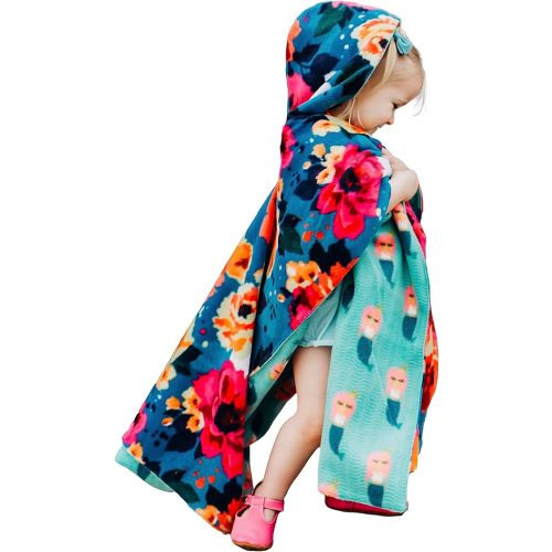 Birdy Boutique Car Seat Poncho for Kids – Safe to Use Over Seat Belts – Reversible Warm and Cozy Blanket – Easy on Easy Off and Doesn’t Impact Car Seat Performance – Mermaid Floral – One Size