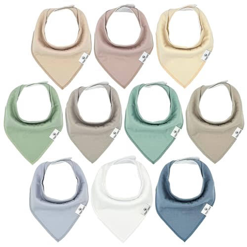DiaperSquad's 10-Pack Baby Bibs for Drooling and Teething, Bibs for Boys, Baby Girl - Solid Cotton Baby Drool Bibs