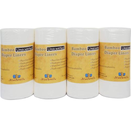Rayon Unscent Diaper Liners- Fragance Free and Chlorine Free(4PK) 400 Count by BlueSnail(White)