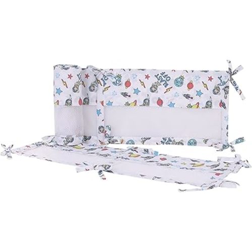 Disney Toy Story Buzz Lightyear Blue, Orange, Green and White Blast-Off Secure-Me Crib Liner