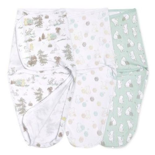 aden + anais essentials Baby Winnie the Pooh 100% Cotton Quick Change Easy 3pk Sleeveless Swaddle Wraps - Winnie the Pooh 0-3m