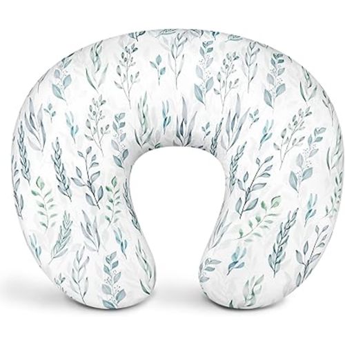 DILIMI Nursing Pillow for Breastfeeding, Ultra Soft Baby Essentials Breast Feeding Pillow for Bottle and Breastfeeding with Stretchy Removable Comfortable Nursing Pillow Cover, Green Leaf