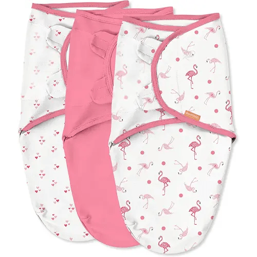 SwaddleMe Original Swaddle - Size Small/Medium, 0-3 Months, 3-Pack (Flamingo Fiesta) Easy to Use, Soft and Cozy Newborn Swaddle Wrap Keeps Baby Cozy and Secure