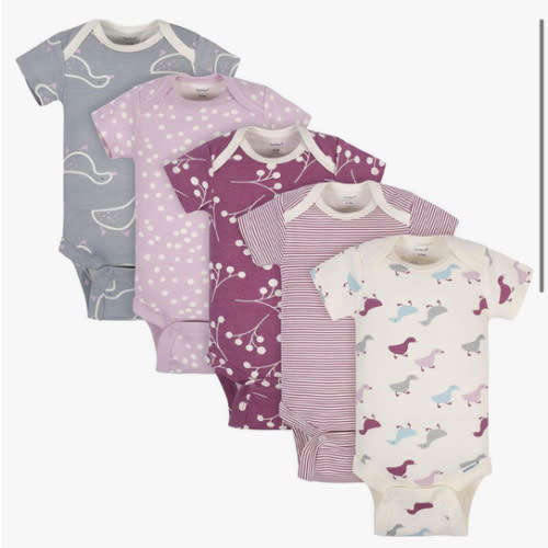 Grow by Gerber baby-girls 5-pack Short-sleeve Onesies Bodysuits
