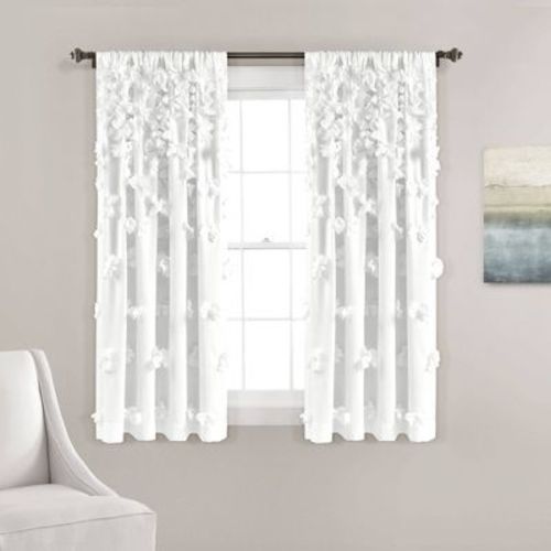 84"x54" Riley Sheer Window Curtain Panel Pink - Lush Décor: Microfiber Rod Pocket, Botanical Pattern, OEKO-TEX Certified