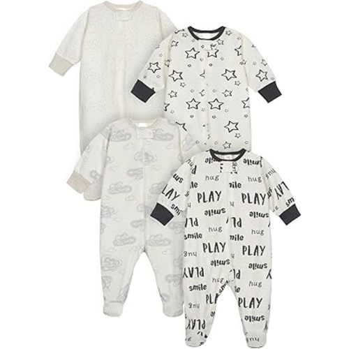Onesies Brand unisex baby 4-pack 'N Play and Toddler Sleepers, Grey Neutral, 0-3 Months US