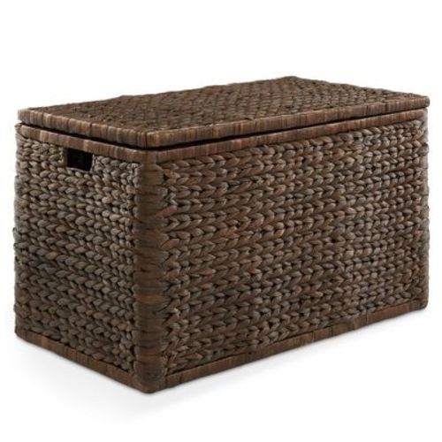 Casafield 30" Storage Chest with Lid, Handles, Safety Hinge - Water Hyacinth Wicker Storage Trunk Basket for Bedroom, Entry Way, Living Room