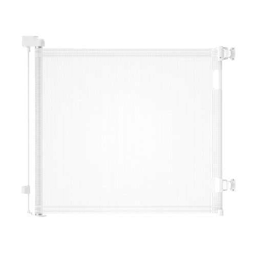 dearlomum Retractable Baby Gate,Mesh Baby Gate or Mesh Dog Gate,33" Tall,Extends up to 55" Wide,Child Safety Gate for Doorways, Stairs, Hallways, Indoor/Outdoor(White,33"x55"