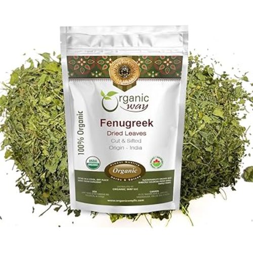 Organic Way Fenugreek Dried Leaves (Kasuri Methi) - Organic & Kosher Certified | Raw, Vegan, Non GMO & Gluten Free | USDA Certified | Origin - India (2Oz.)