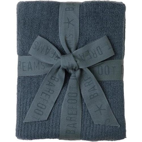 Barefoot Dreams CozyChic Lite Ribbed Baby Blanket, Smokey Blue 30"x40"
