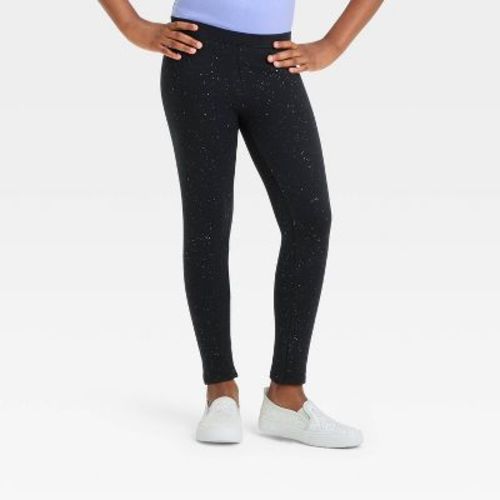 Girls' Cozy Sparkle Leggings - Cat & Jack™ Cream Sparkle S