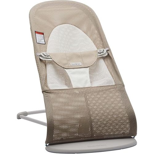 BabyBjörn Bouncer Balance Soft, Light Grey Frame, Mesh, Gray Beige/White (005144US)