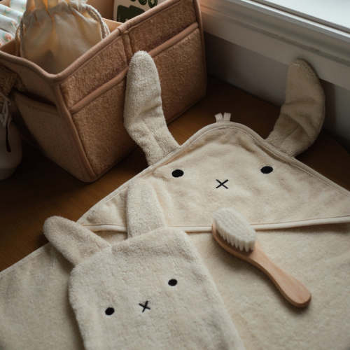 Organic Cotton Hooded Bunny Baby Towel & Bath Mitt set