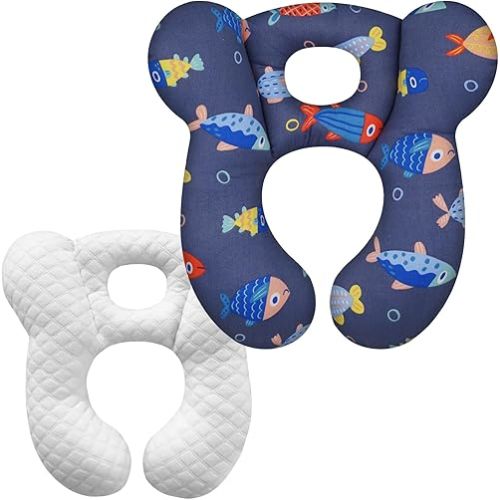 Baby Travel Pillow, Upgrade U-Shape Infant Pillow for Car Seat Pushchair and Stroller, Soft Comfortable Sleep Cushion for Kids Newborn and Toddler -Fish DarkBlue
