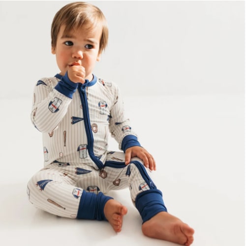 Blue Baseball Zipper Romper – In my Jammers