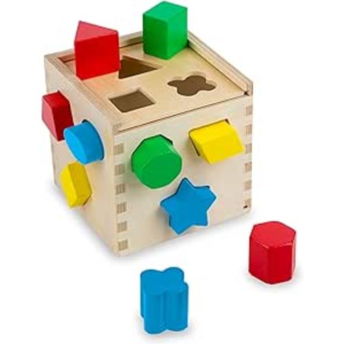 Amazon.com: Melissa & Doug Shape Sorting Cube - Classic Wooden Toy With 12 Shapes - Kids Shape Sorter Toys For Toddlers Ages 2+ : Melissa & Doug: Toys & Games